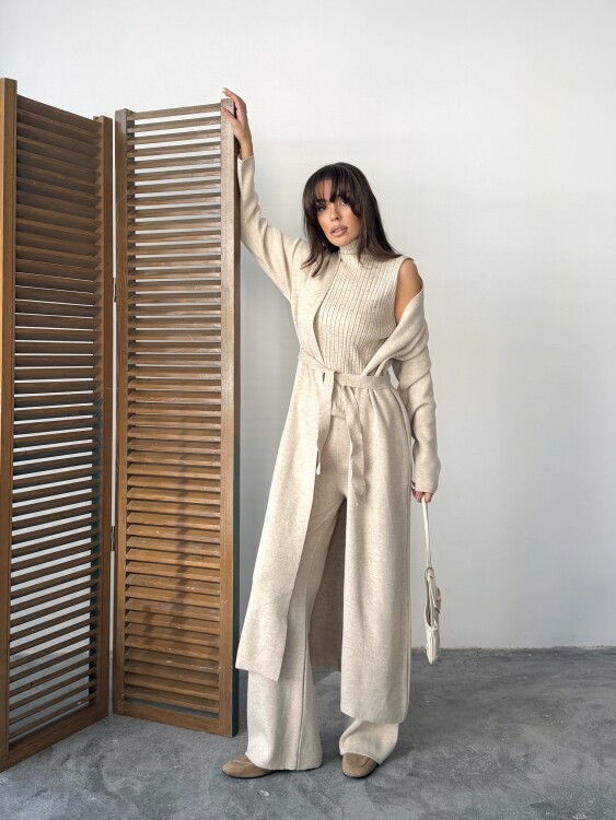 Bert Üçlü Triko Takım - Krem - 2