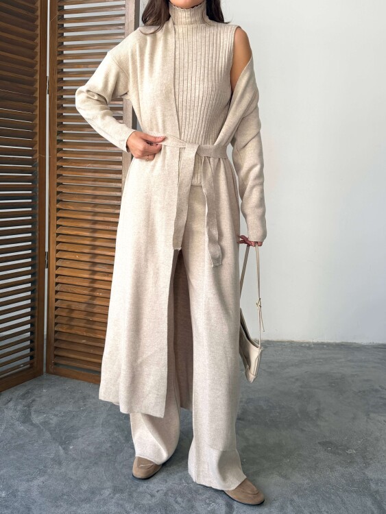 Bert Üçlü Triko Takım - Krem - 6