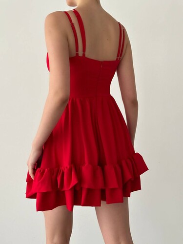 Besy Elbise- Kırmızı - Thumbnail