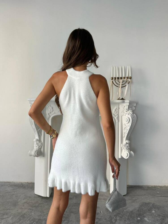 Betalis Taşlı Triko Elbise - Beyaz - 2