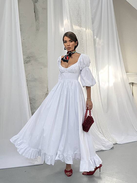 BLEEDING Maxi Elbise - Beyaz - 2