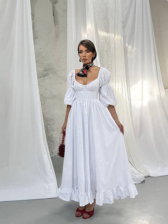 BLEEDING Maxi Elbise - Beyaz - 4