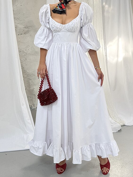BLEEDING Maxi Elbise - Beyaz - 5