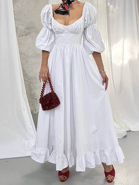 BLEEDING Maxi Elbise - Beyaz - 5