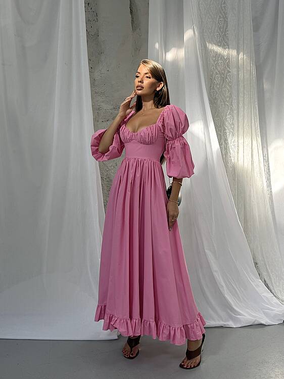 BLEEDING Maxi Elbise - Pembe - 3