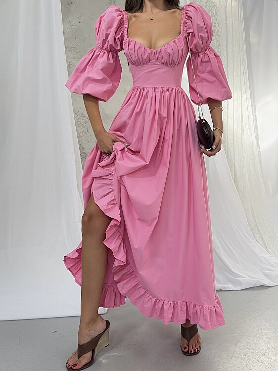 BLEEDING Maxi Elbise - Pembe - 5
