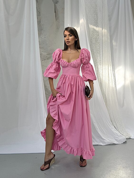 BLEEDING Maxi Elbise - Pembe - 6