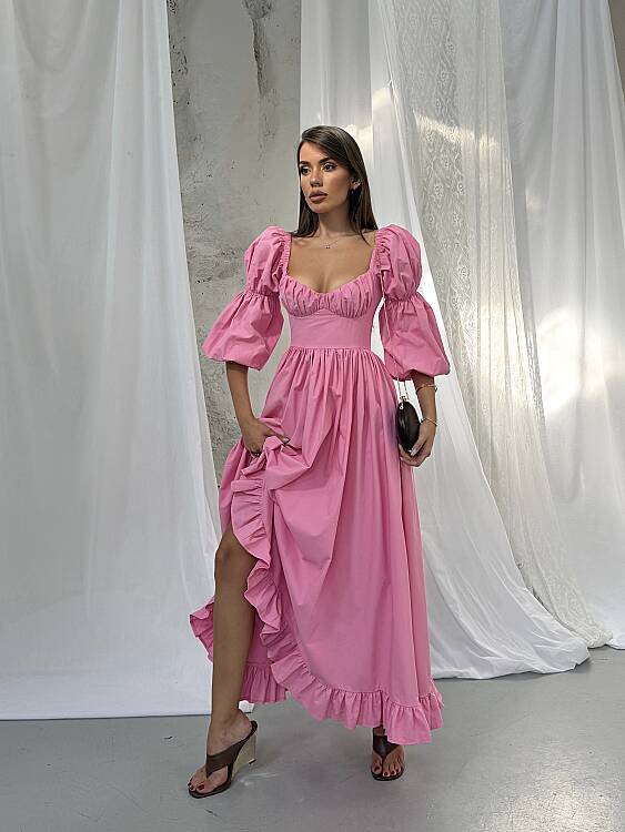 BLEEDING Maxi Elbise - Pembe - 6