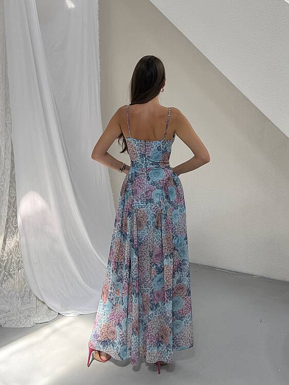 BLOOD Maxi Elbise - Mavi - 6