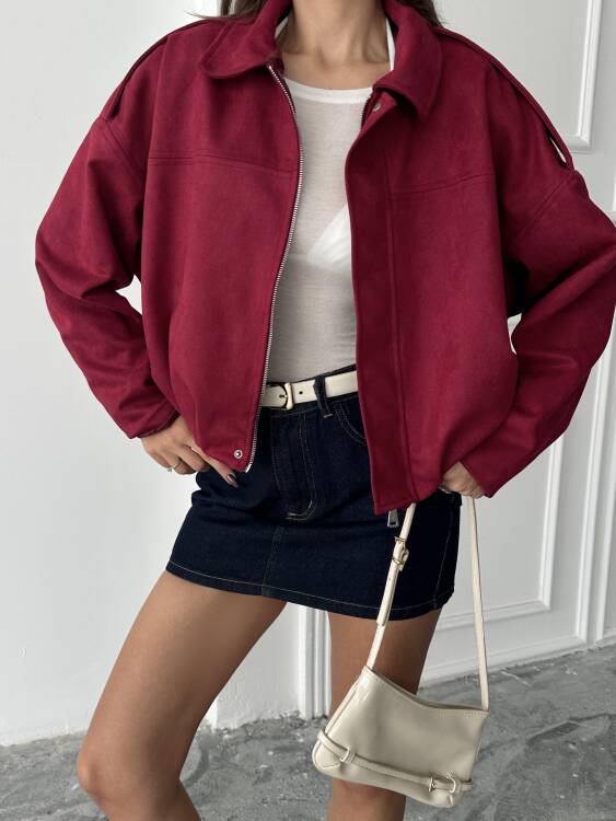 Bomber Ceket - bordo - 5