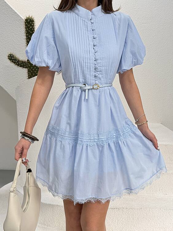 Brunelle Mini Elbise - Bebe Mavisi - 2