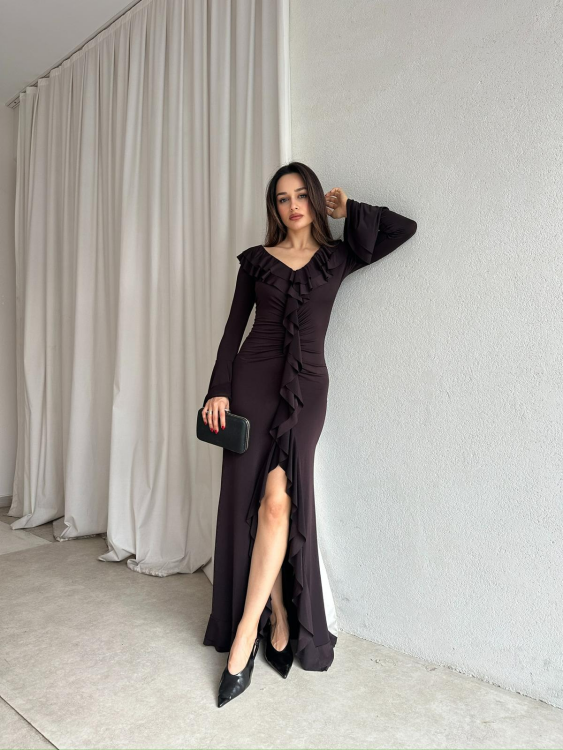 Bubi Maxi Elbise - Acı Kahve - Sevenday