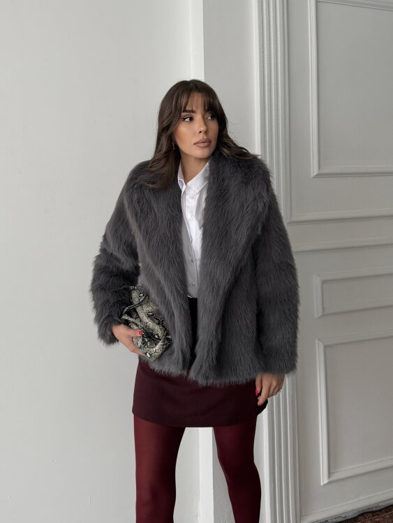 Bud Peluş Mont - Antrasit - 3