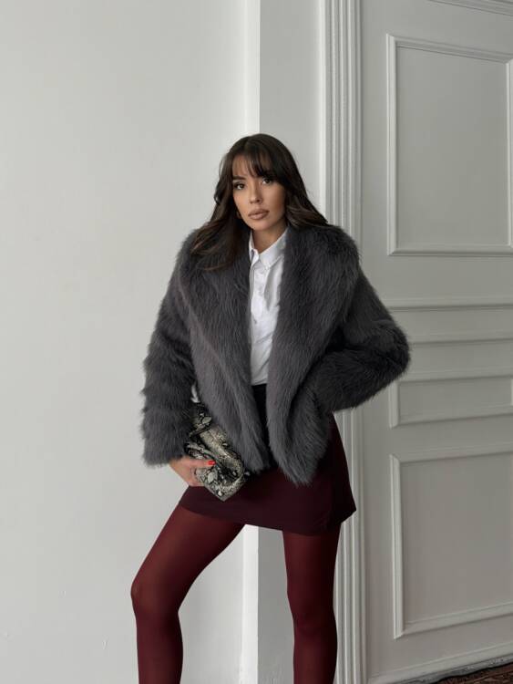 Bud Peluş Mont - Antrasit - 4