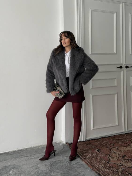 Bud Peluş Mont - Antrasit - 5