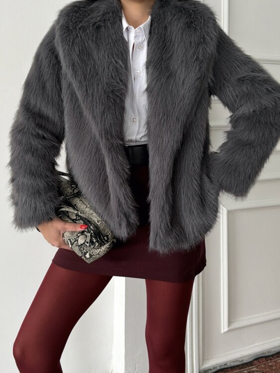 Bud Peluş Mont - Antrasit - 6