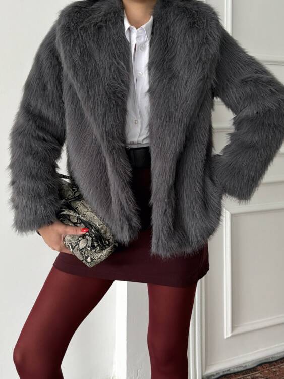 Bud Peluş Mont - Antrasit - 6