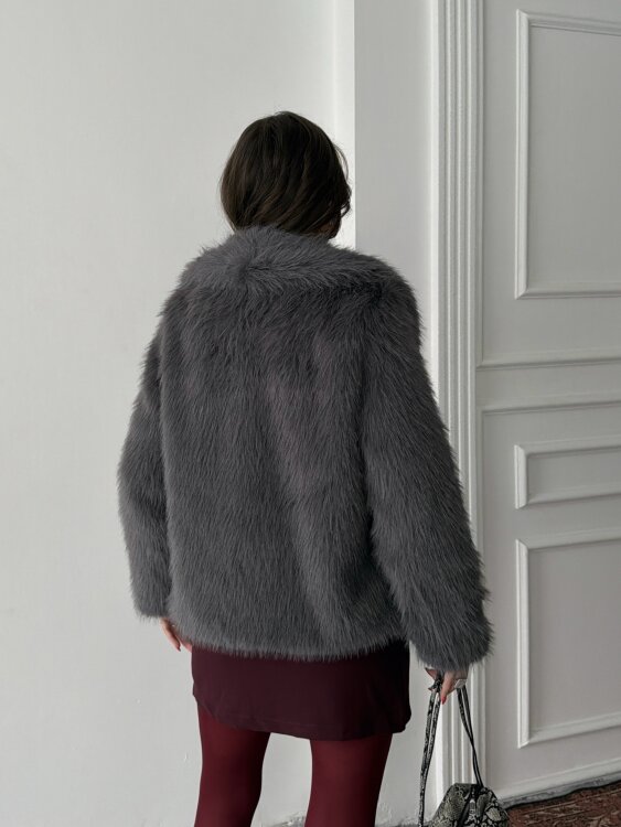 Bud Peluş Mont - Antrasit - 7