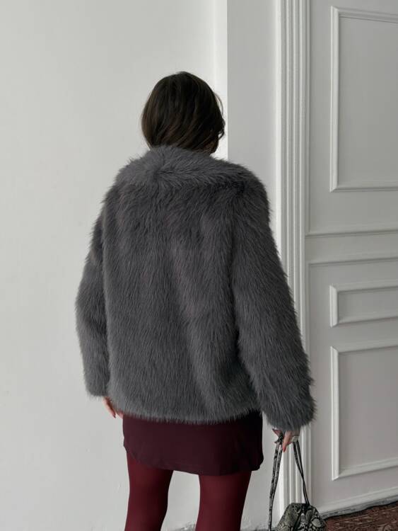 Bud Peluş Mont - Antrasit - 7