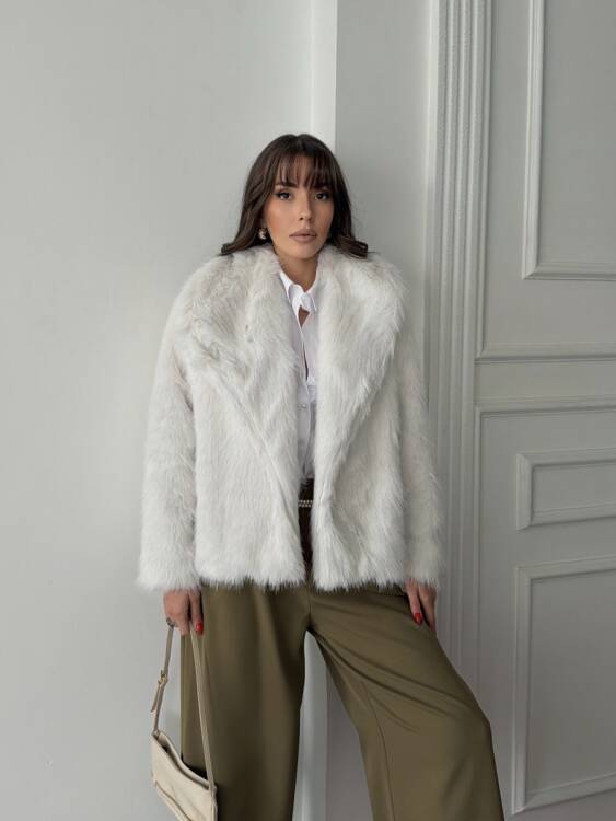 Bud Peluş Mont - Beyaz - 3