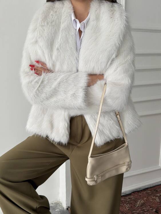 Bud Peluş Mont - Beyaz - 4