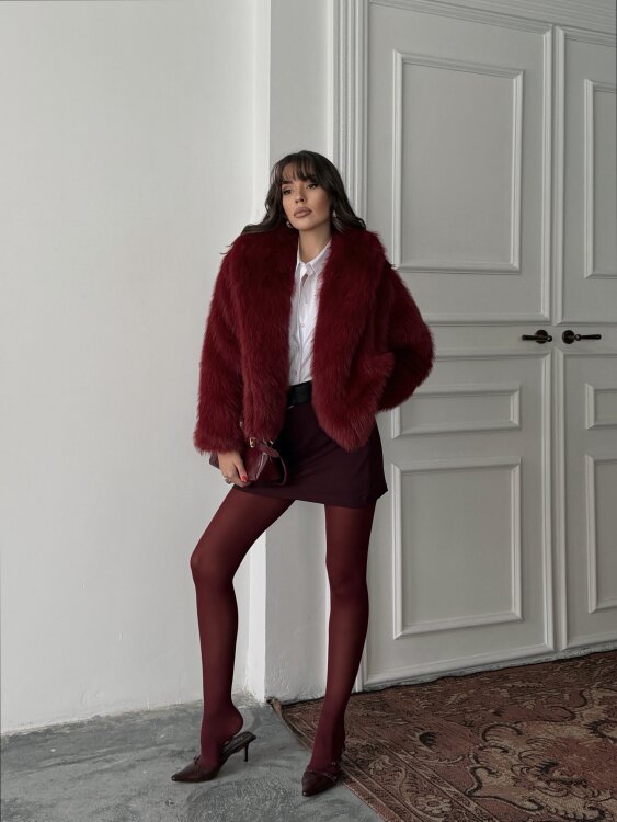 Bud Peluş Mont - Bordo - 2