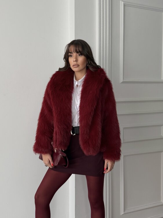 Bud Peluş Mont - Bordo - 3