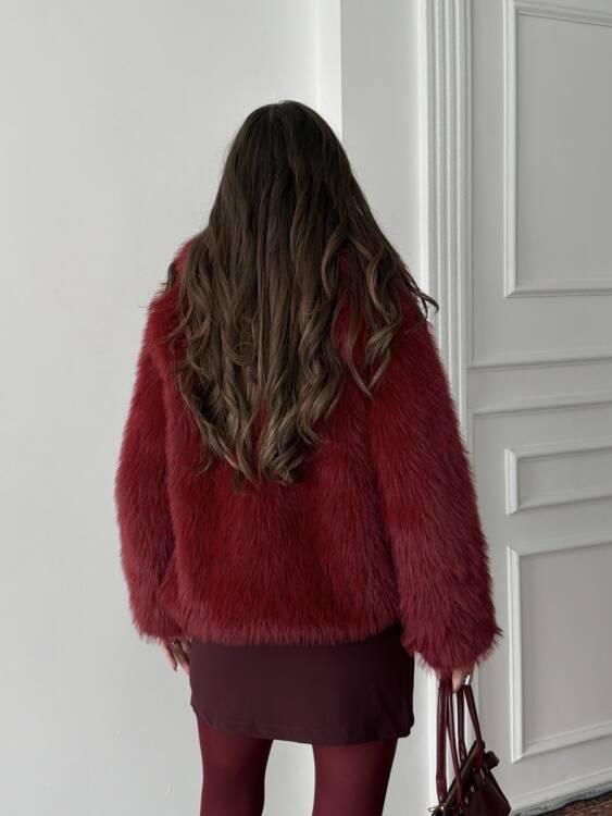 Bud Peluş Mont - Bordo - 6