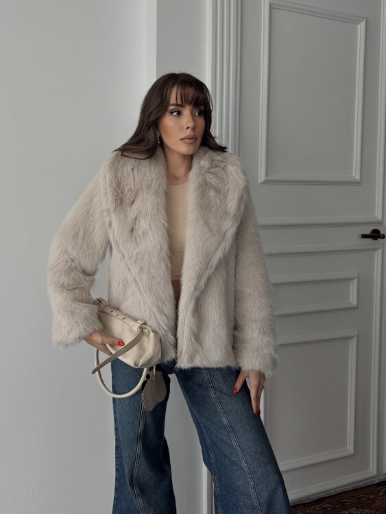 Bud Peluş Mont - Ekru - Sevenday