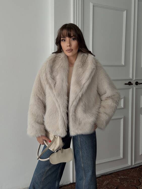 Bud Peluş Mont - Ekru - 3