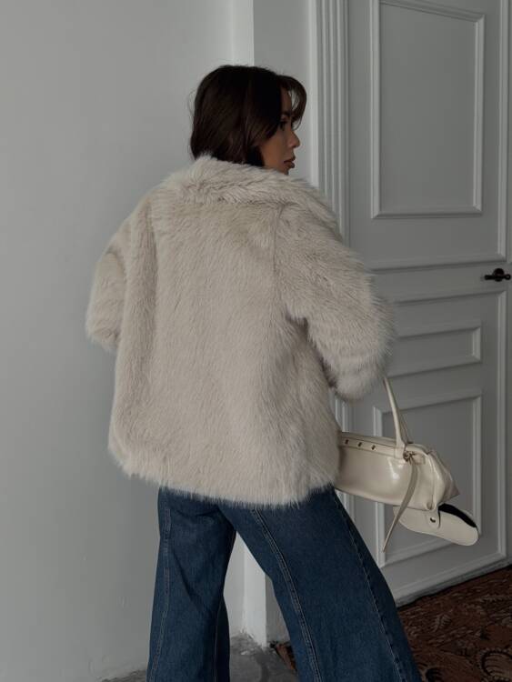 Bud Peluş Mont - Ekru - 4