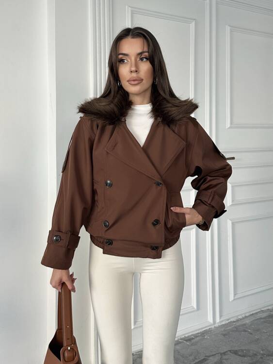 Cassa Kürk Detaylı Trenç - Acı Kahve - 1