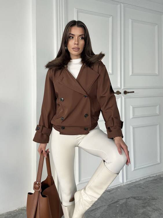 Cassa Kürk Detaylı Trenç - Acı Kahve - 3