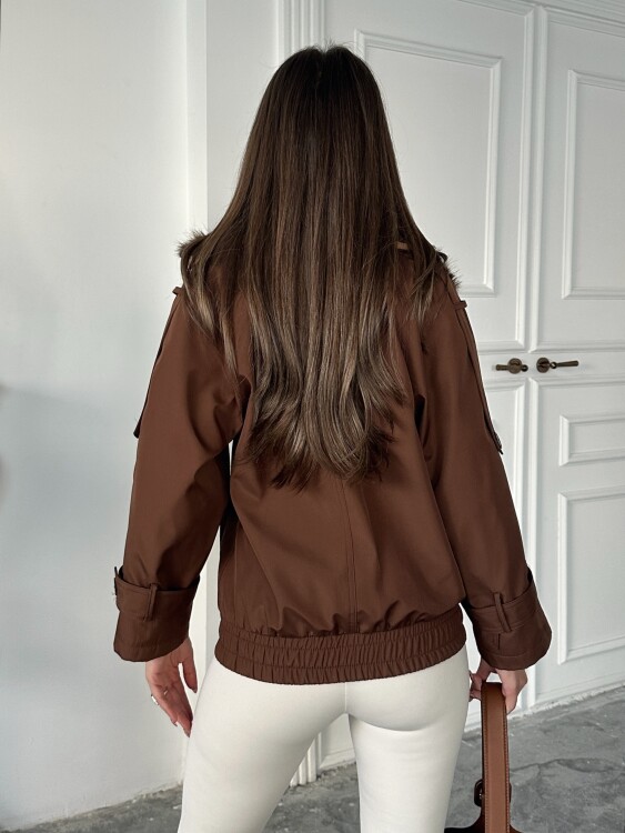 Cassa Kürk Detaylı Trenç - Acı Kahve - 4