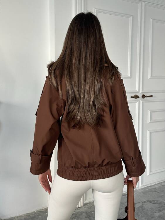 Cassa Kürk Detaylı Trenç - Acı Kahve - 4