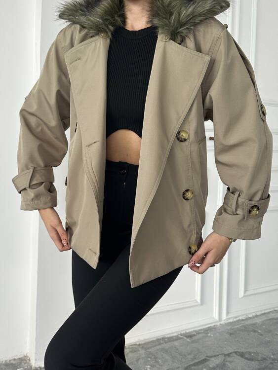 Cassa Kürk Detaylı Trenç - Bej - 5