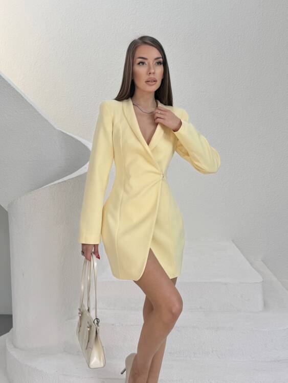Cephise Ceket Elbise - Sarı - 4