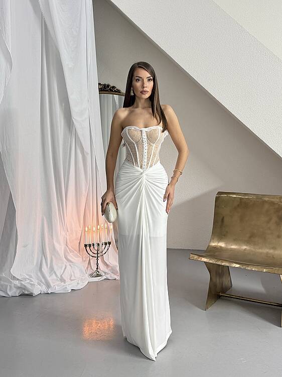 Charline Maxi Elbise - Beyaz - 1