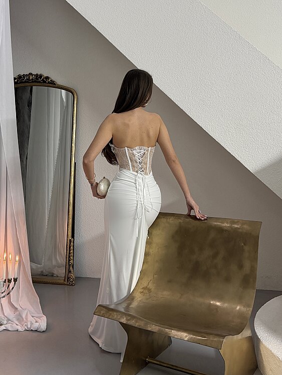 Charline Maxi Elbise - Beyaz - 6