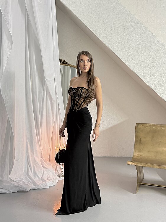 Charline Maxi Elbise - Siyah - 5