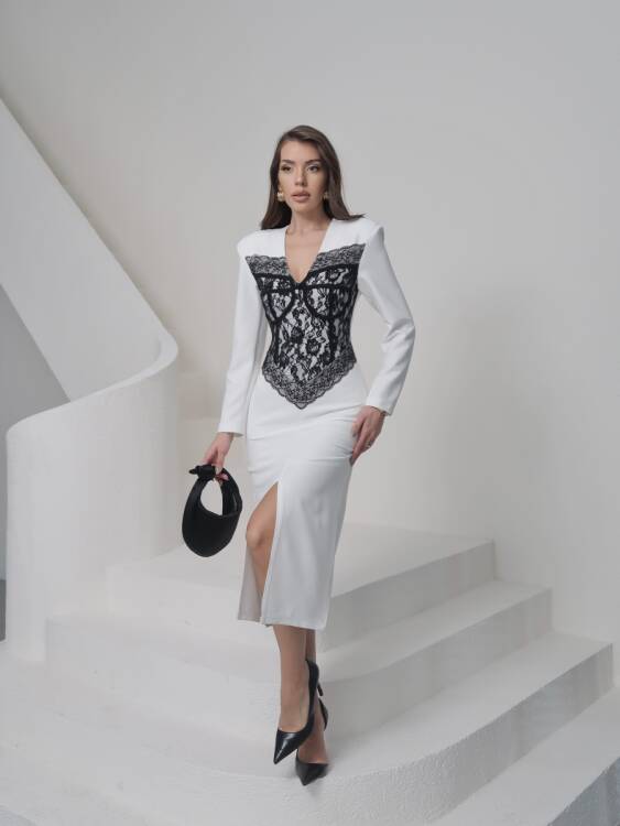 Chester Midi Elbise - Beyaz - 1