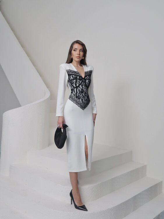 Chester Midi Elbise - Beyaz - 2