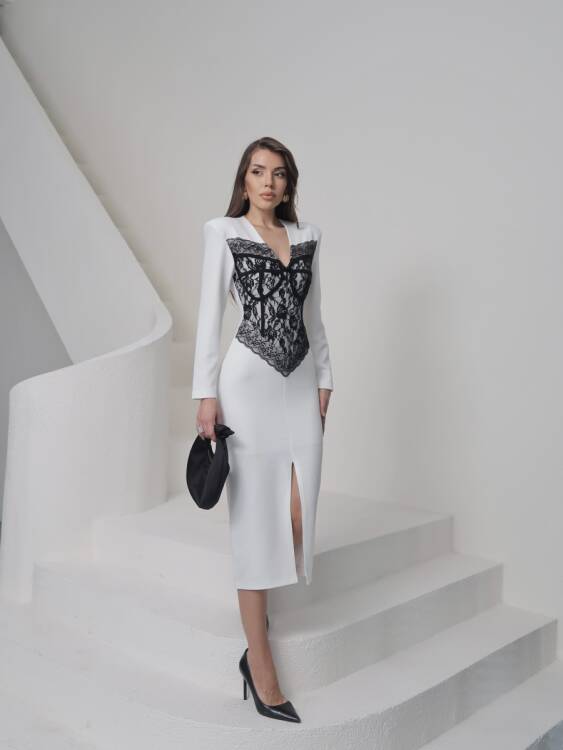 Chester Midi Elbise - Beyaz - 2