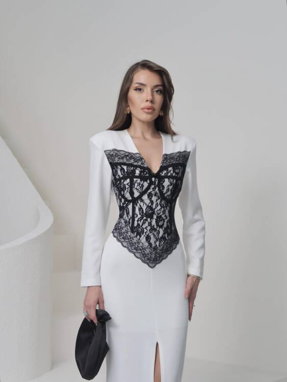 Chester Midi Elbise - Beyaz - 3