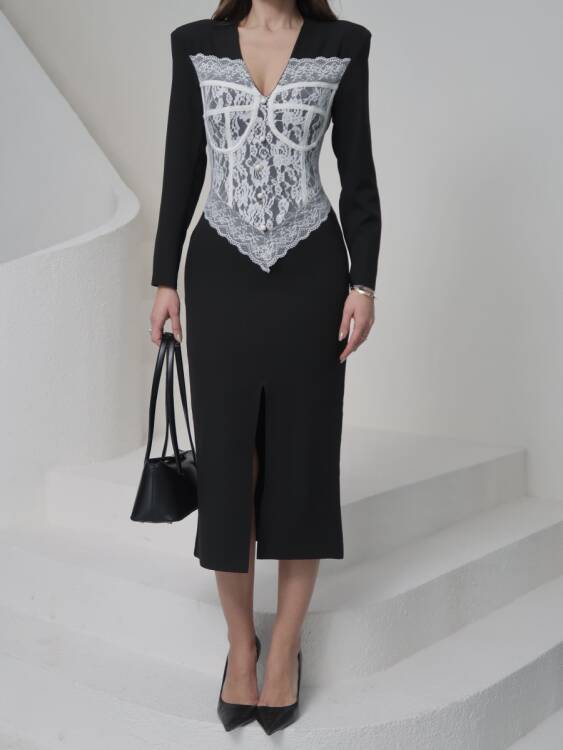 Chester Midi Elbise - Siyah - 5