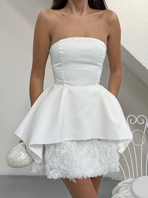 CINERE Mini Elbise - Beyaz - 4