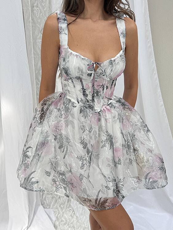 DAYLI Mini Elbise - Beyaz - 5