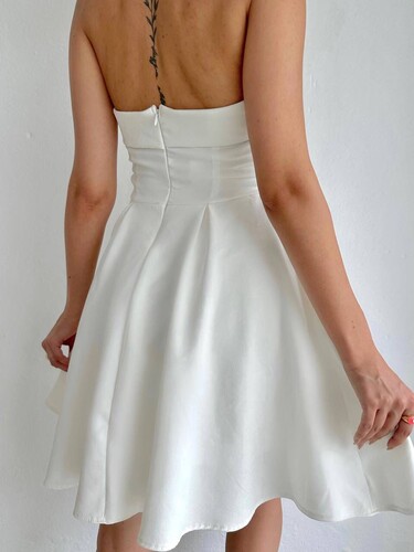 Dena Kıraşlı Elbise Beyaz - Thumbnail