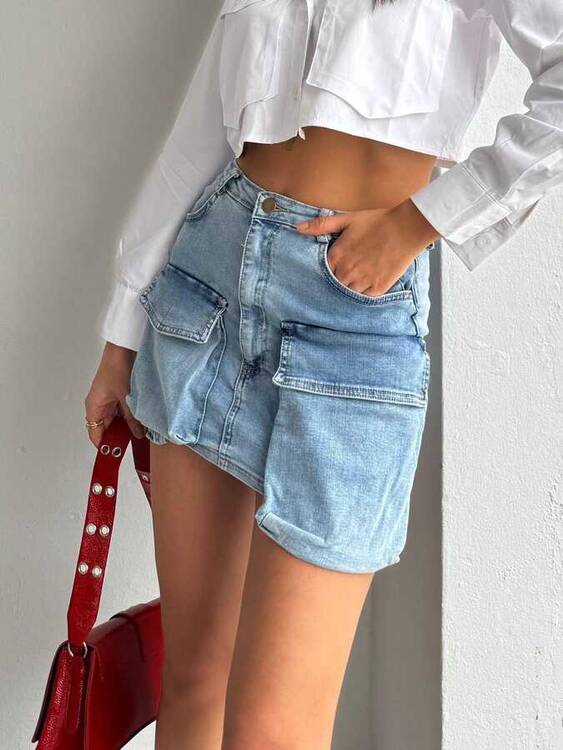 Deona Denim Etek- Mavi - 2