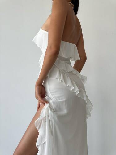 Dina Şifon Elbise - Beyaz